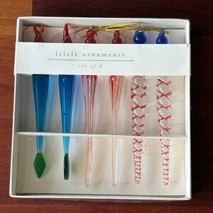 🎄Pier 1 Multicolor Glass Icicle Ornaments - NWT